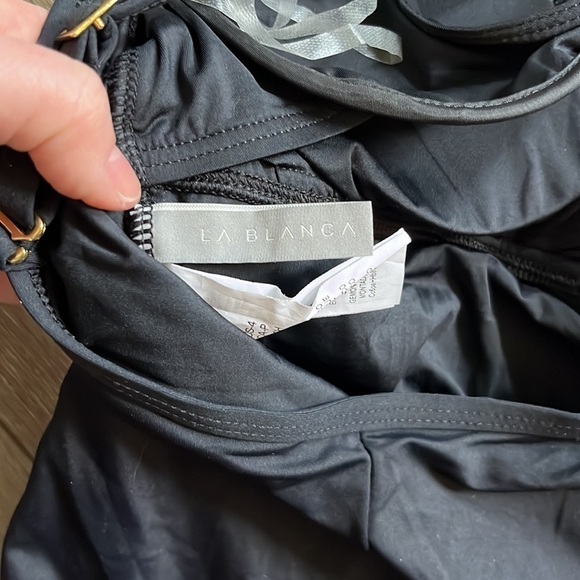 LA BLANCA Black One Piece Swimsuit Ruching Detail - Picture 9 of 10